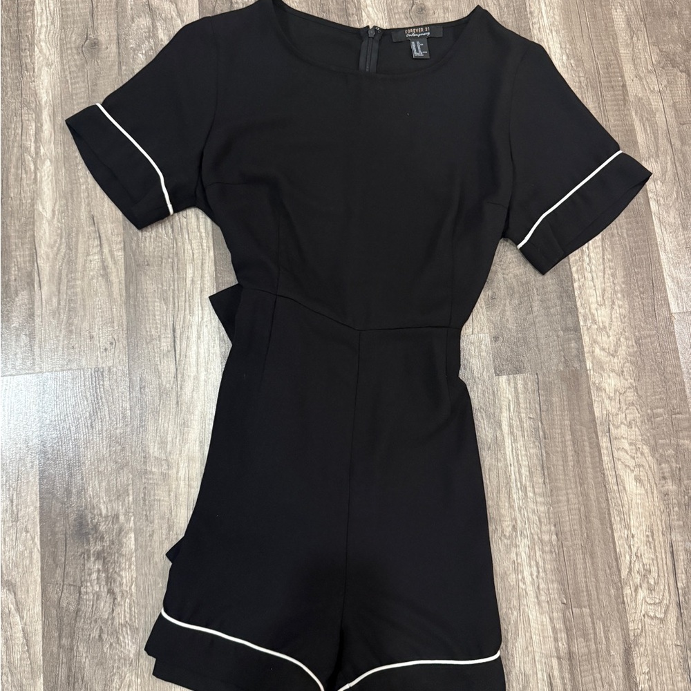 Elegant Black Jumpsuit with White Trim